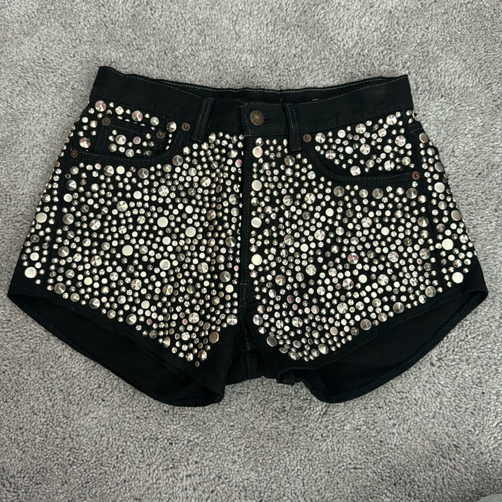 Vintage 1989 Custom Studded Denim Lined Shorts